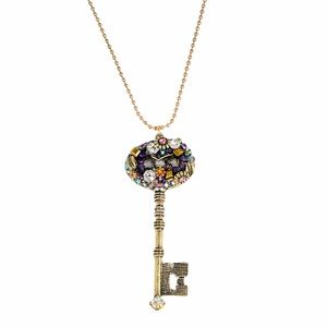Betsey Johnson Skeleton Key Necklace, Gold